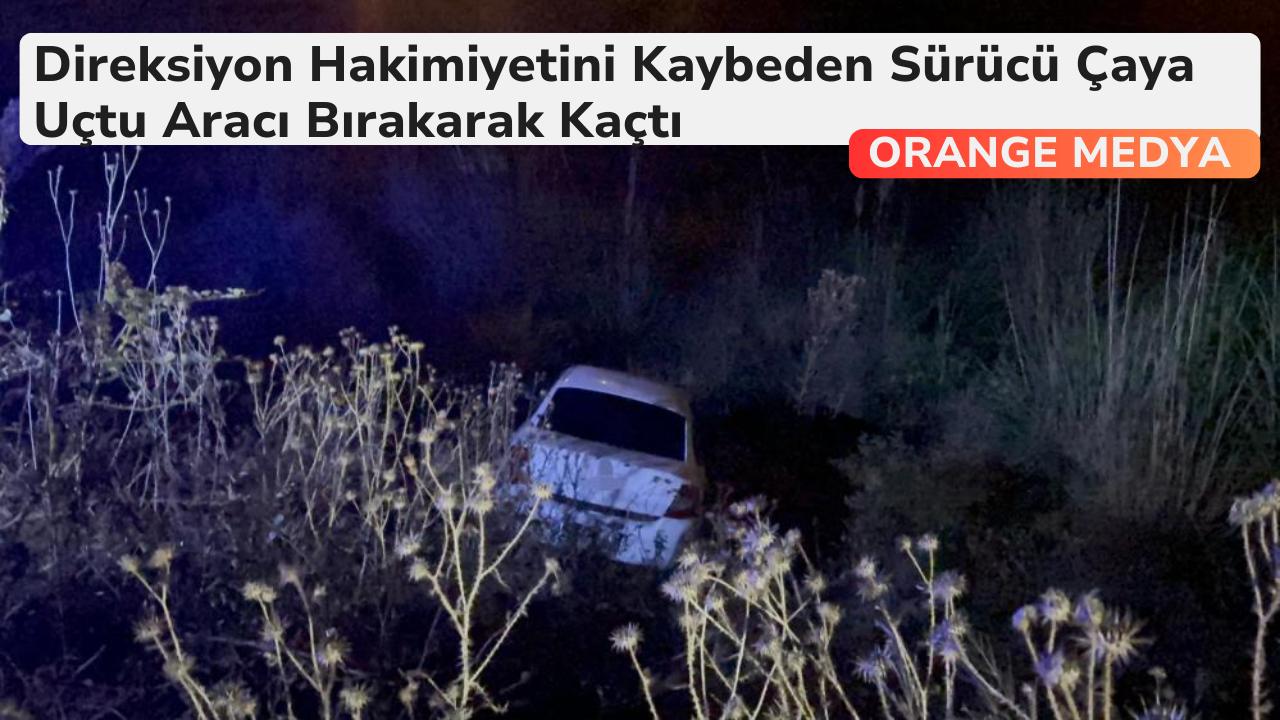 Direksiyon Hakimiyetini Kaybeden Sürücü Çaya Uçtu Aracı Bırakarak Kaçtı