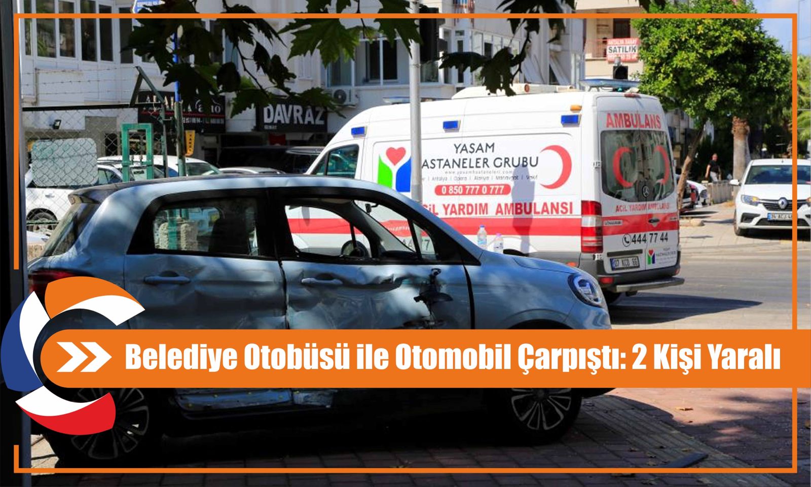 Belediye Otobüsü ile Otomobil Çarpıştı: 2 Kişi Yaralı