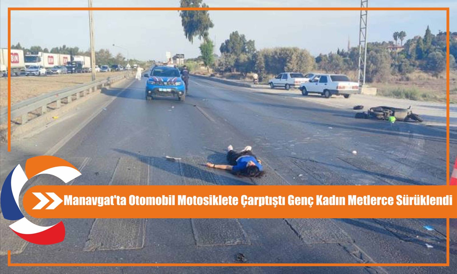 Manavgat'ta Otomobil Motosiklete Çarptıştı Genç Kadın Metlerce Sürüklendi