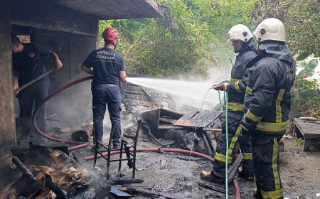 Antalya'nın Alanya ilçesinde müstakil evde yangın.