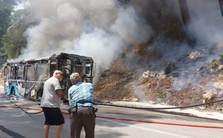 Antalya'da Otobüs Yangını Ormana Sıçradı: İtfaiye Müdahalesiyle Söndürüldü