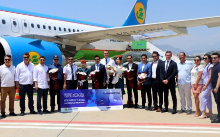 Özbekistan'dan  Antalya havalimanına tarihi uçuş