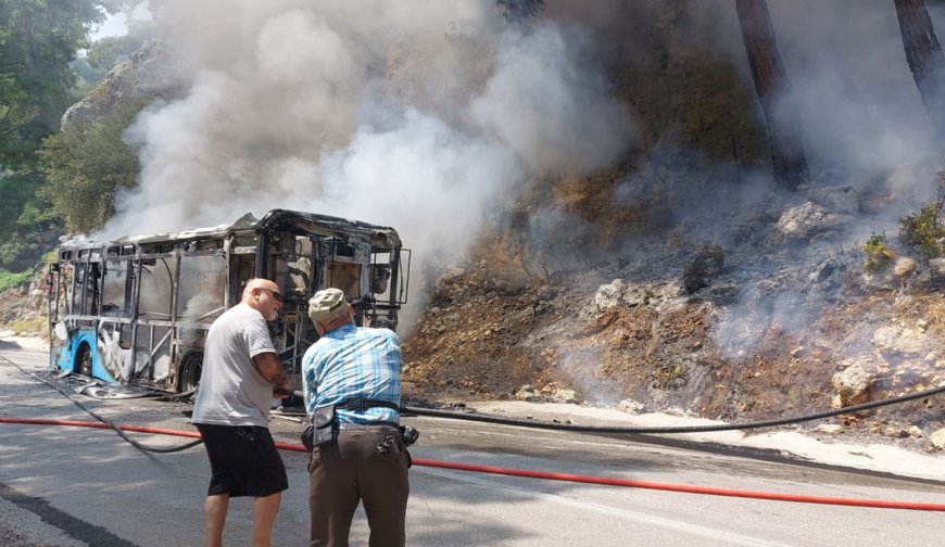 Antalya'da Otobüs Yangını Ormana Sıçradı: İtfaiye Müdahalesiyle Söndürüldü