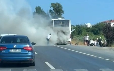 Antalya’dan Alanya’ya Giden Tur Otobüsünde Yangın Paniği