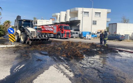 Serik'te Traktör Yangını: Samanlar Yandı, Traktör Kurtuldu.
