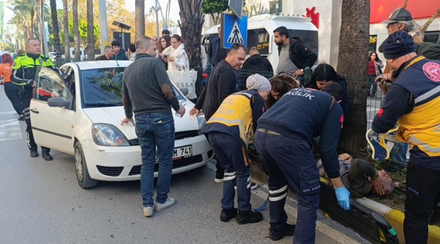 MANAVGAT’TA KORKUTAN KAZA: Yaya Geçidinde Otomobil Çarpan Yaşlı Adam Yaralandı