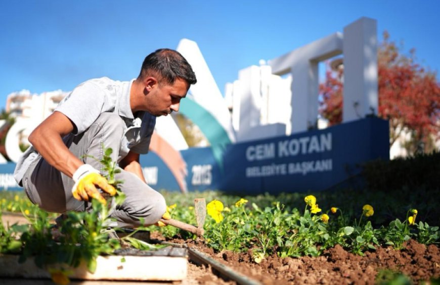 KONYAALTI’NDA MEVSİMLİK ÇİÇEK EKİMİ DEVAM EDİYOR