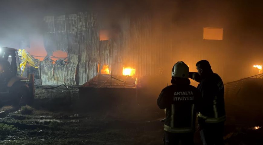 Alanya'da Alevler Geceyi Aydınlattı! Depo Yangınına 2 Saatlik Yoğun Müdahale
