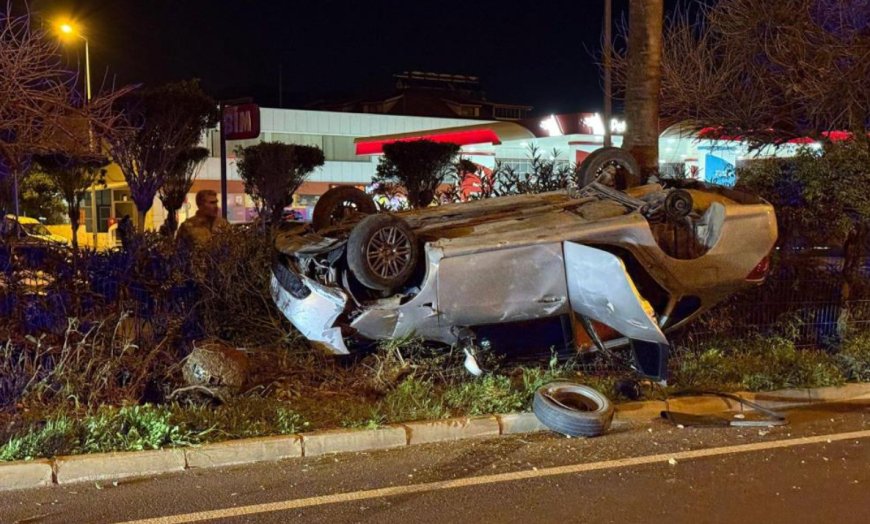 Gazipaşa’da Korkutan Kaza: Kontrolden Çıkan Otomobil Takla Attı