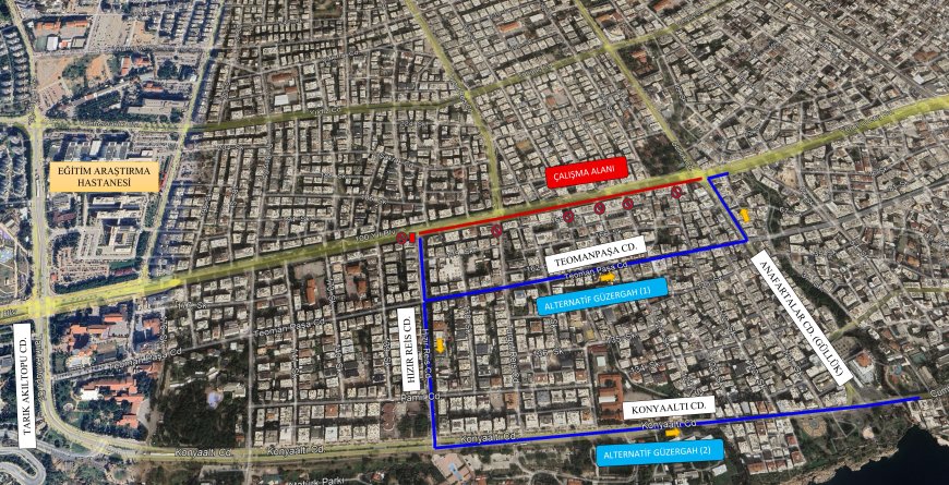Antalya 100. Yıl Bulvarı Yenileniyor: Büyükşehir Ekipleri Gece Gündüz Sahada