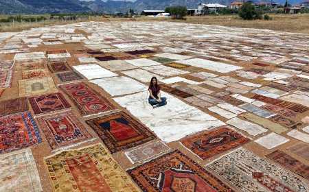 Antalya’da Tarlalar Renk Cümbüşüne Döndü: Binlerce El Dokuması Halı Güneşte Yeniden Hayat Buluyor