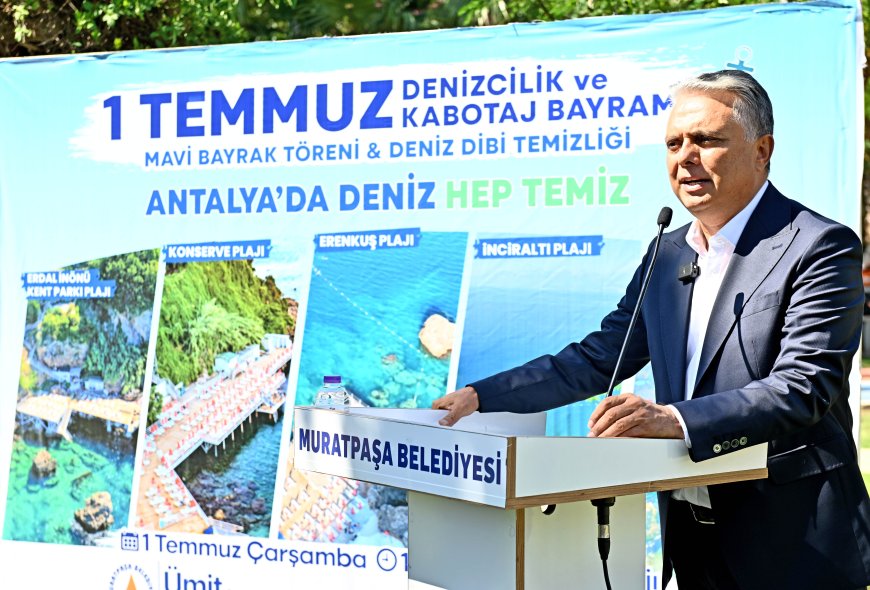 Muratpaşa’nın Falez Plajlarında Mavi Bayrak Gururu: Başkan Ümit Uysal, "Bakanlık Dahil Herkese İlham Kaynağı Olduk"