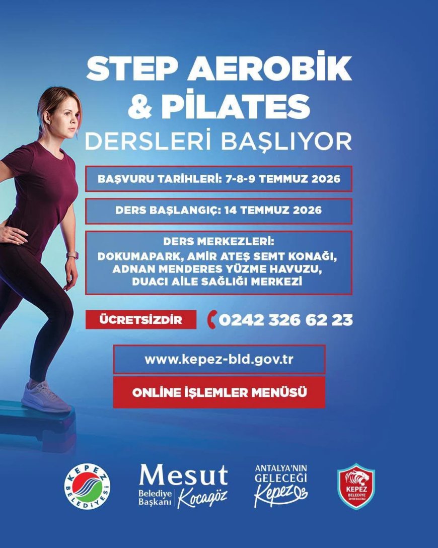Kepez'de Ücretsiz Step, Aerobik ve Pilates Kursları İçin Kayıtlar Başladı