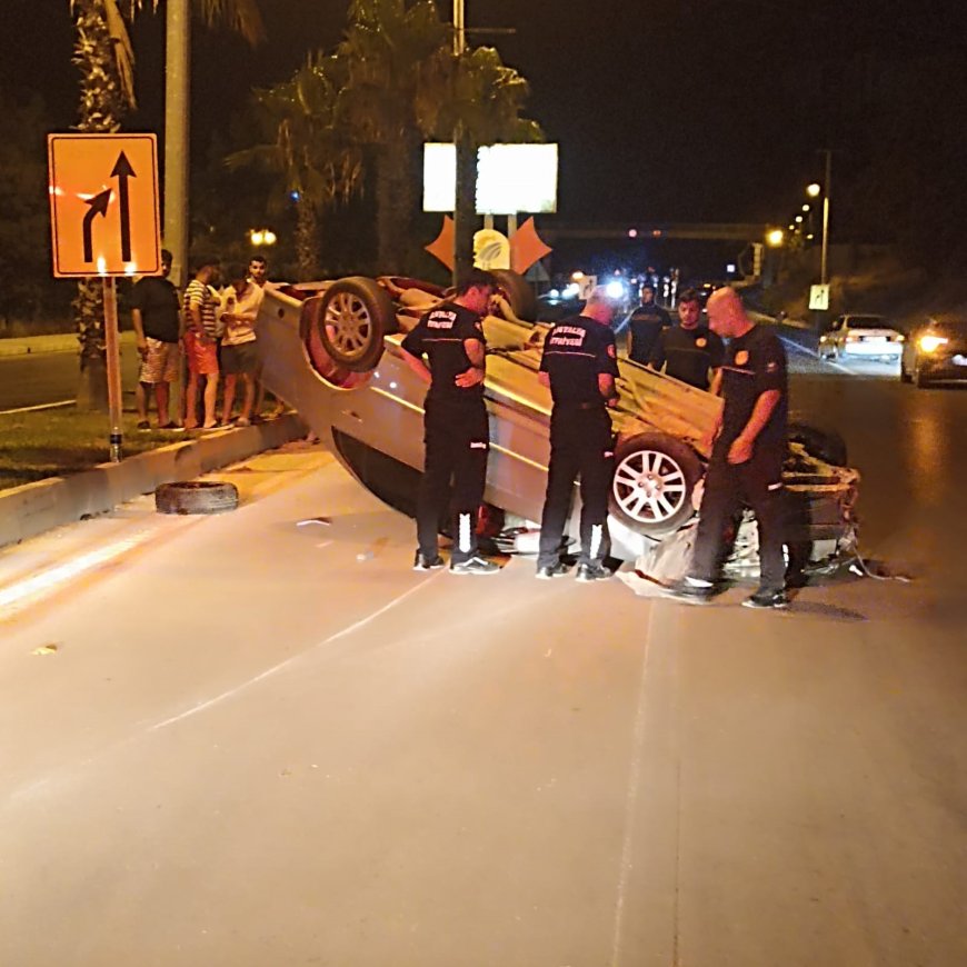 Kumluca'da Kontrolden Çıkan Otomobil Takla Attı: Sürücü Yaralandı