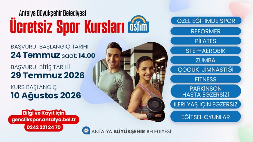 ASFİM'de Ücretsiz Spor Kursları İçin Kayıtlar Başladı! Son Başvuru 29 Temmuz
