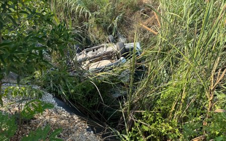 Manavgat'ta kontrolden çıkan otomobil dereye uçtu: Kaza anı kamerada