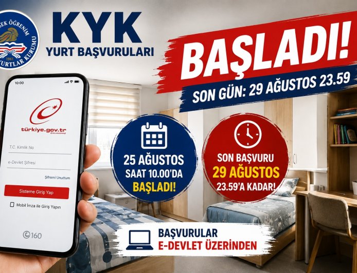 KYK Yurt Başvuruları Başladı: Son Başvuru 29 Ağustos