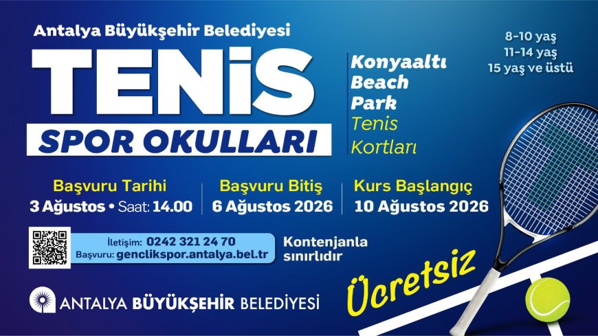 Antalya Büyükşehir Belediyesi Ücretsiz Tenis Eğitimleri İçin Başvurular Başlıyor