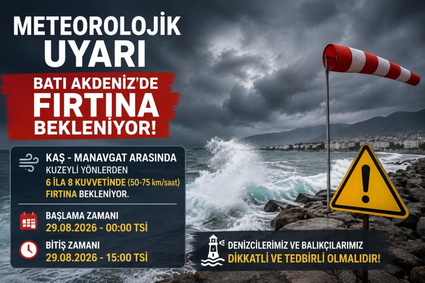 Antalya İçin Meteorolojik Uyarı: Kaş-Manavgat Arasında Fırtına Bekleniyor