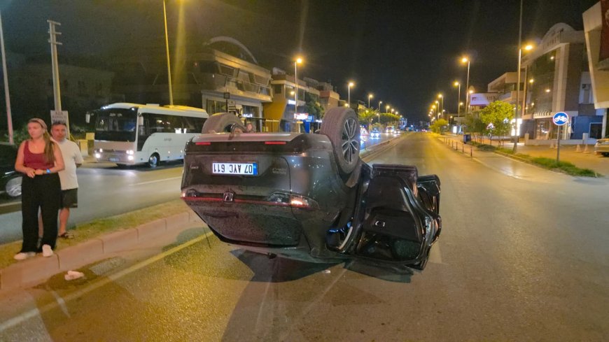 Antalya’da Virajı Alamayan Otomobil Takla Attı: Yabancı Uyruklu Sürücü Yaralandı