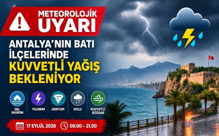 Antalya’nın Batı İlçeleri İçin Kuvvetli Yağış Uyarısı