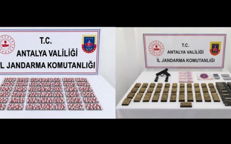 Antalya’da uyuşturucu operasyonu: 2 şüpheliye yönelik aramada silah ve binlerce fişek ele geçirildi