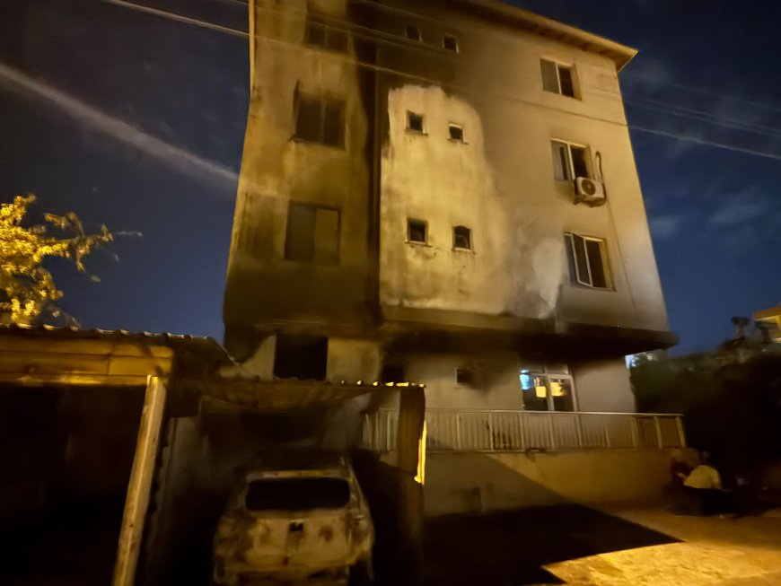 Serik’te garajdaki otomobil yandı, alevler 3 katlı binaya sıçradı