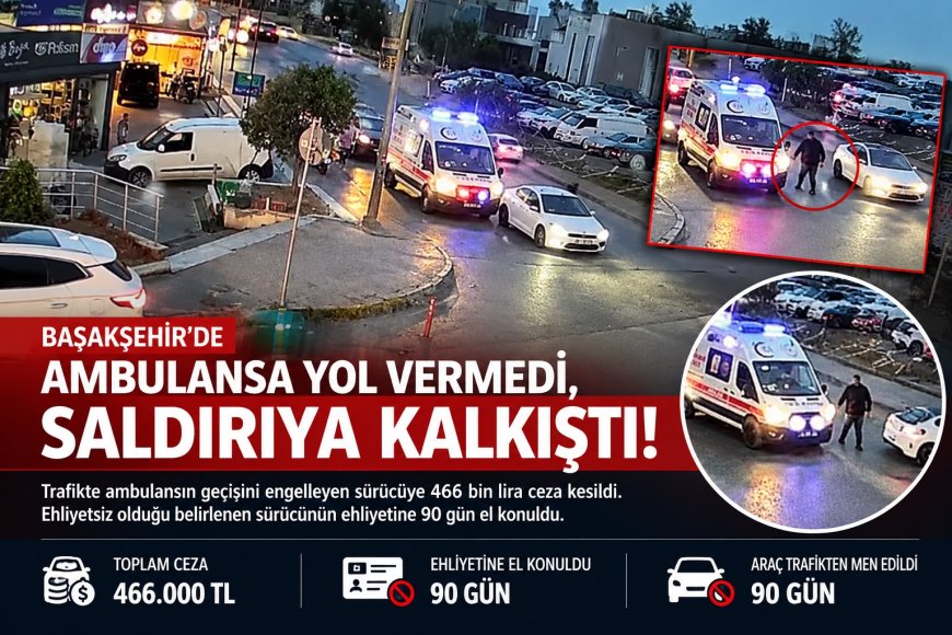 Başakşehir’de ambulansa yol vermeyen sürücüye 466 bin lira ceza