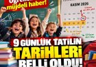 Öğrencilere 9 günlük tatil müjdesi: Kasım ara tatili ne zaman başlayacak, okullar ne zaman açılacak?