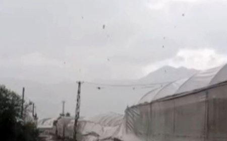 Kumluca’da kuvvetli rüzgar seralara zarar verdi, denizde hortum oluştu