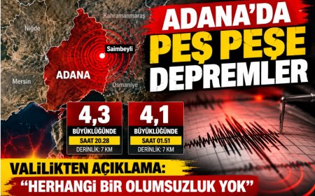 Adana peş peşe sallandı: Saimbeyli’de 4,3 ve 4,1 büyüklüğünde deprem