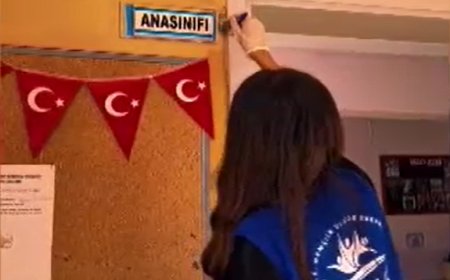 Serik'te gönüllü gençlerden örnek proje! Köy okullarının duvarları renkleniyor
