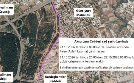Antalya Aksu Lara Caddesi'nde trafik düzenlemesi! 21 Ekim'de asfalt çalışması başlıyor