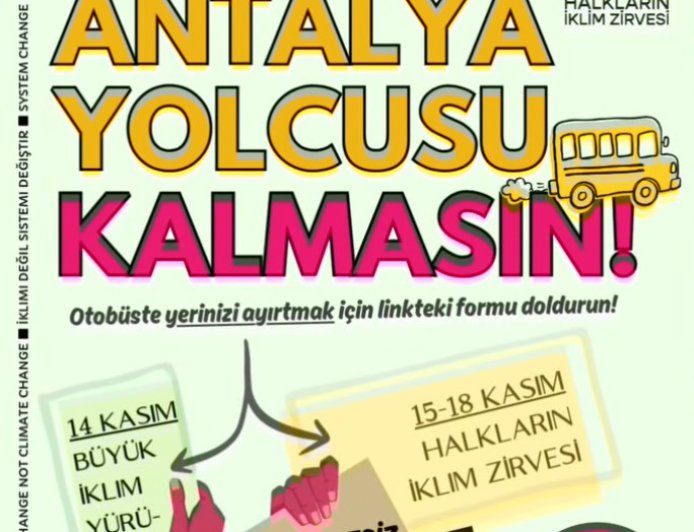 Antalya’da Halkların İklim Zirvesi için çağrı: Ücretsiz otobüsler kaldırılacak