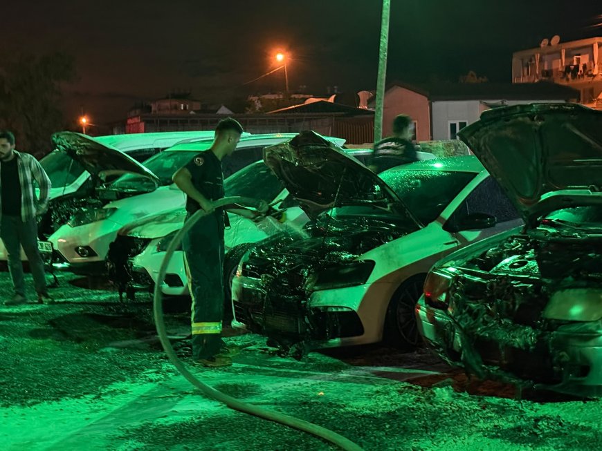 Serik’te oto galeride 6 araç kundaklandı: Şüpheli polise teslim oldu