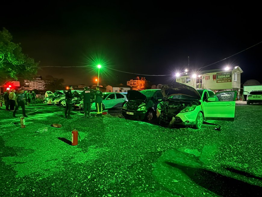 Serik’te oto galeride 6 araç kundaklandı: Şüpheli polise teslim oldu