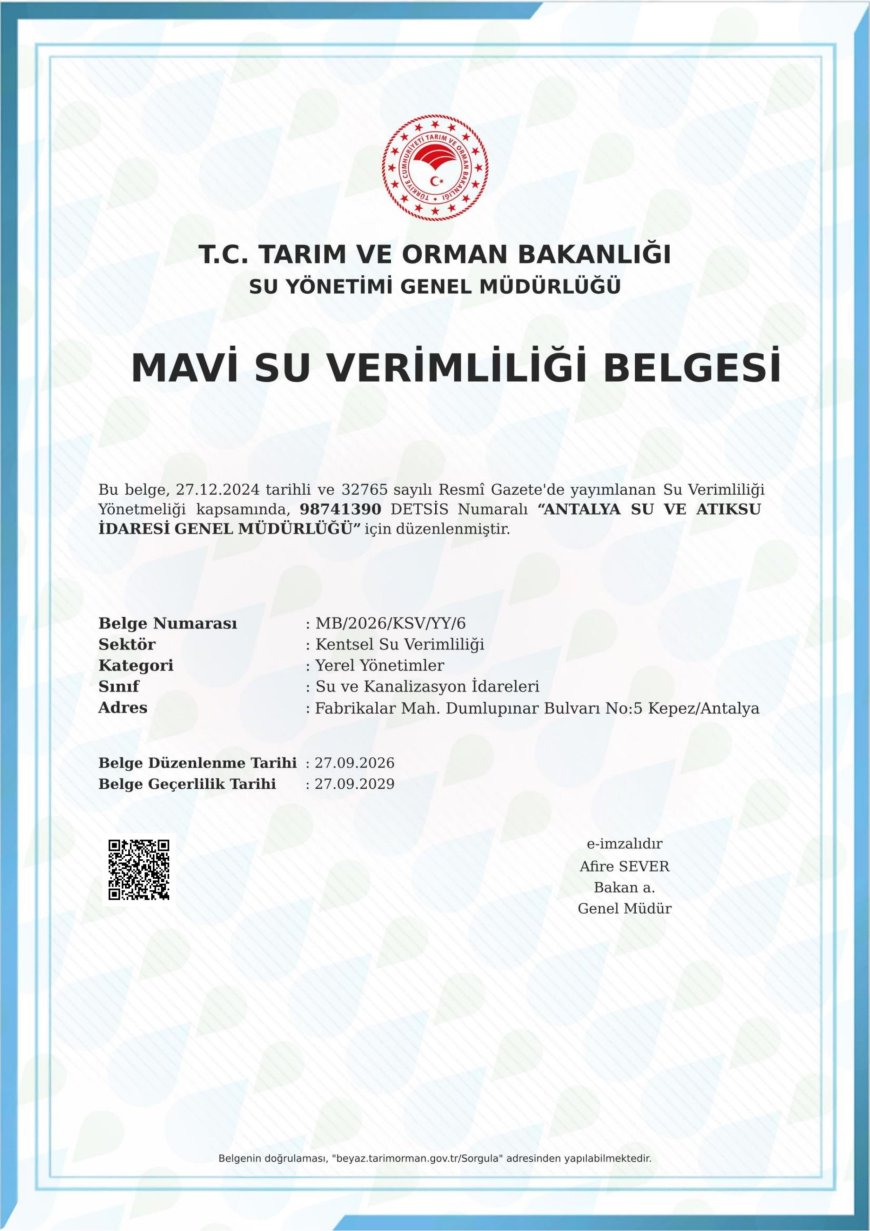 ASAT’a su yönetiminde önemli belge: Antalya’nın suyu için “Mavi” dönem