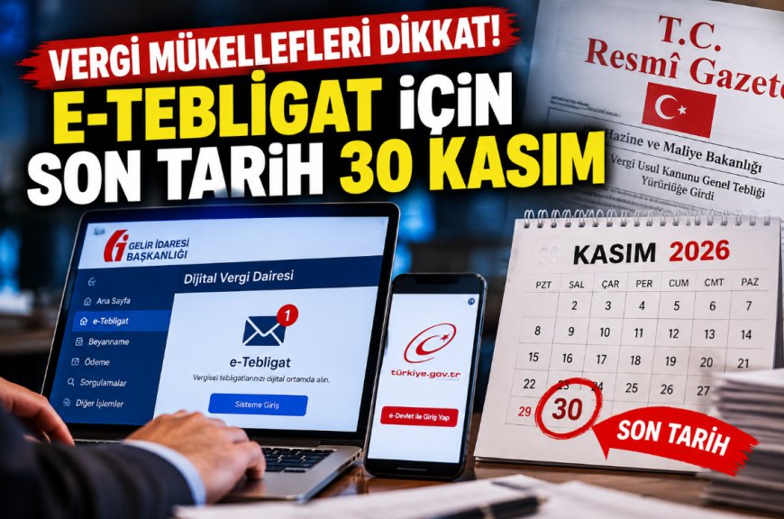 Vergi mükellefleri dikkat! e-Tebligat için son tarih 30 Kasım: Yeni kurallar yürürlükte