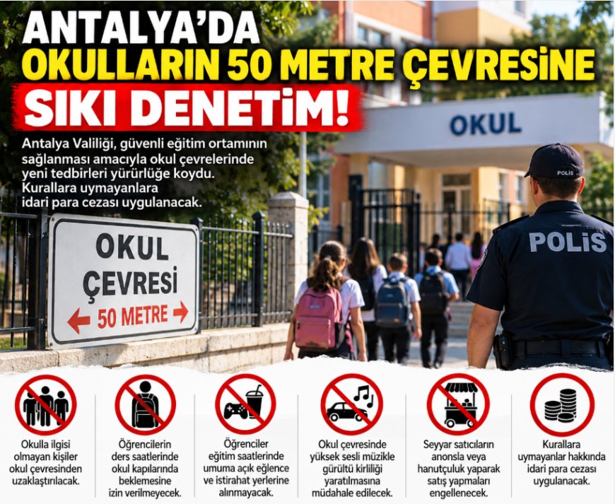 Antalya'da okulların 50 metre çevresine sıkı denetim! Kurallara uymayanlara para cezası