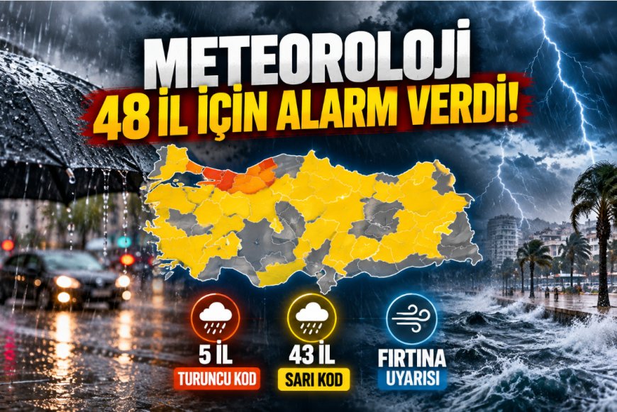 Meteoroloji 48 il için alarm verdi! Antalya'da kuvvetli sağanak, Türkiye genelinde fırtına uyarısı
