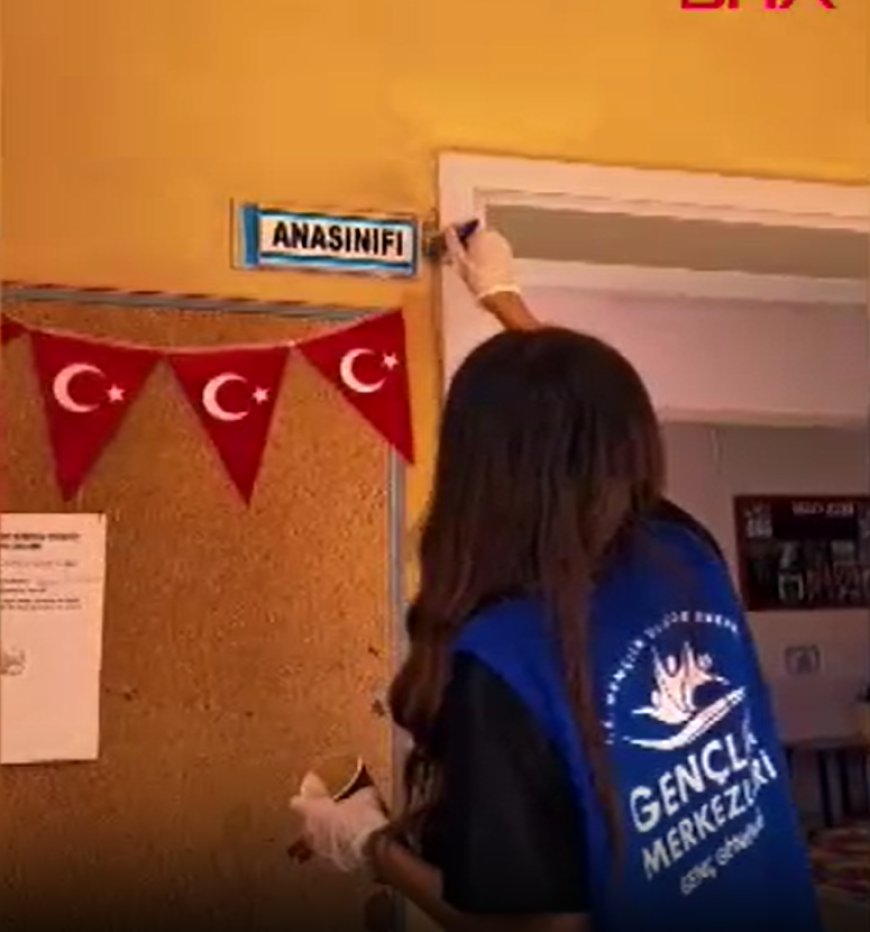 Serik'te gönüllü gençlerden örnek proje! Köy okullarının duvarları renkleniyor