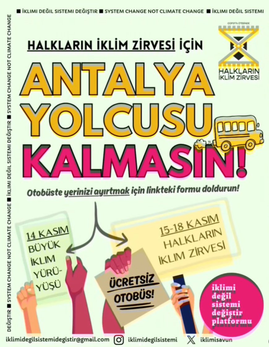 Antalya’da Halkların İklim Zirvesi için çağrı: Ücretsiz otobüsler kaldırılacak