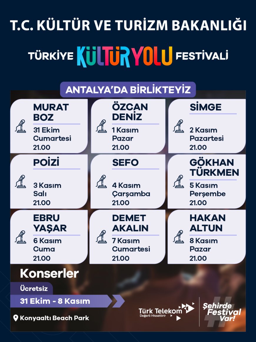 Antalya Kültür Yolu Festivali başlıyor: 9 gün boyunca 9 ücretsiz konser ve yüzlerce sanat etkinliği